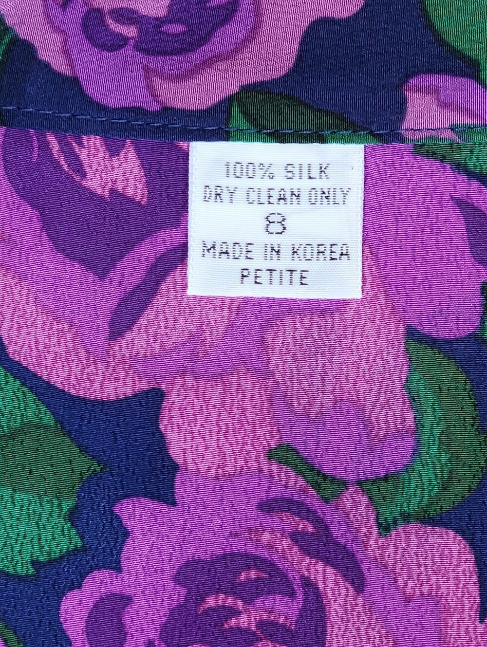 Vintage 90s Silk Floral Drop Waist Skirt Purple Rose Grunge Cottagecore Petite 8 - Picture 4 of 6
